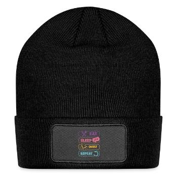 Eat Sleep Quilt Repeat Lifestyle for Quilters - Patch Beanie - black - Front