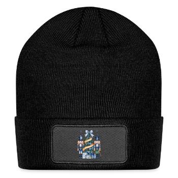 Nutcrackers Guarding Christmas Tree Blue and Gold - Patch Beanie - black - Front