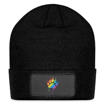Rainbow Paw Print - Patch Beanie - black - Front