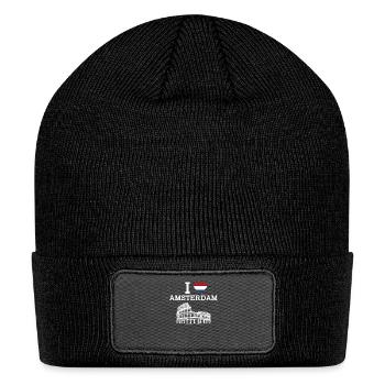 I Love Amsterdam Cool Netherlands Heart Flag Pun - Patch Beanie - black - Front