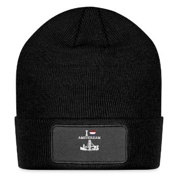 I Love Amsterdam Heart Flag Golden Gate Bridge Fun - Patch Beanie - black - Front