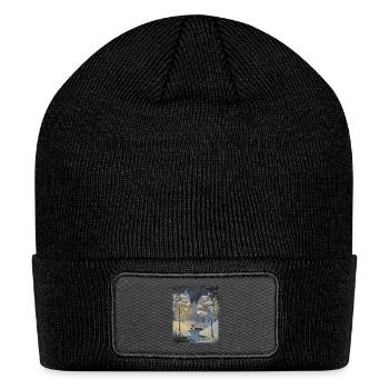 Ice Skating Cat Baseball ¾ Sleeve T Shirt - Patch Beanie - black - Front