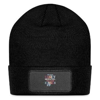 I'm Not Easily Distracted Quilting Quilter - Patch Beanie - black - Front