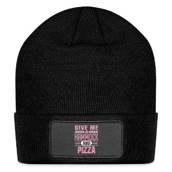 Give Me A Hammock And Pizza Fun Leisure Lover - Patch Beanie - black - Front
