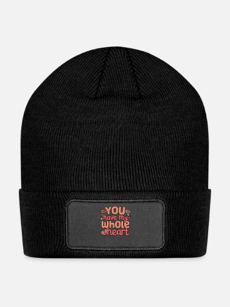 You Have My Whole Heart Valentines Couple Love - Patch Beanie - black