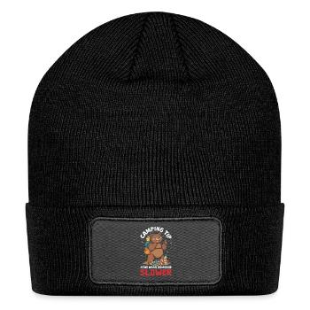 Camping Bear Attack Tip Funny Hiking Camper - Patch Beanie - black - Front