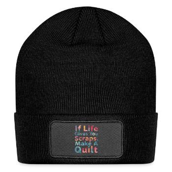 If Life Gives You Scraps, Make A Quilt funny sew - Patch Beanie - black - Front