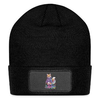 Futuristic Fox Cyber Streetwear Futuristic - Patch Beanie - black - Front