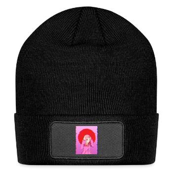 Glitch Aesthetic Anime Girl Digital Art Design - Patch Beanie - black - Front