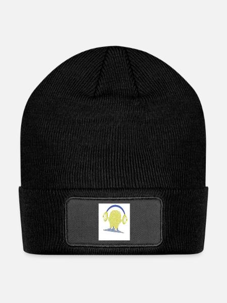 Vivid Headphones Dot Portrait - Patch Beanie - black