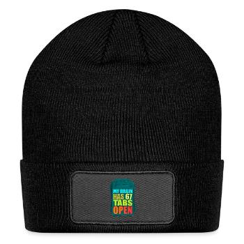Funny My Brain Has 67 Tabs Open Sarcastic Humor  - Patch Beanie - black - Front
