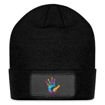 Vivid Neon Handprint Splash - Patch Beanie - black - Front