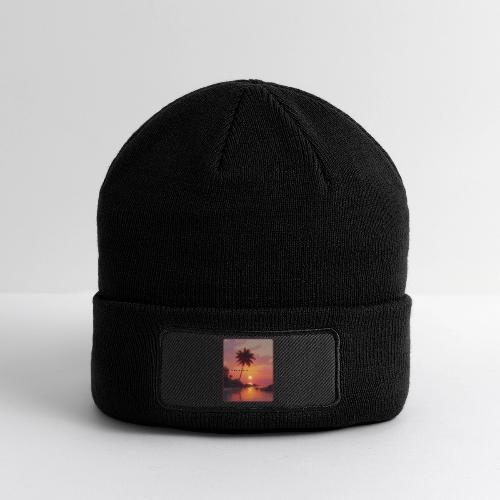 Tropical Beach Sunset Palm Design - Patch Beanie