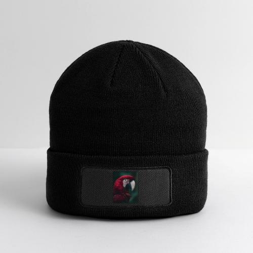 Red Green Macaw Bird Portrait Design - Patch Beanie