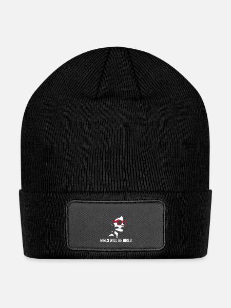 art of a stylized Medusa head in pro - Patch Beanie - black