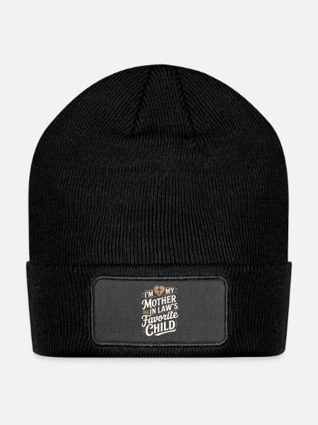 Vintage I'm My Mother in Law's Favorite Child  - Patch Beanie - black