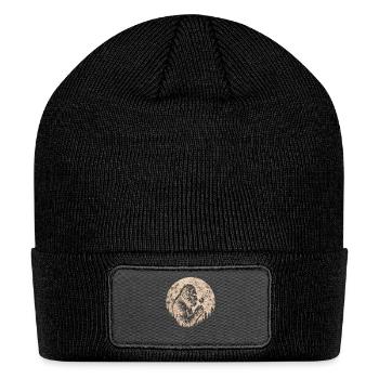 Bigfoot Blowing Dandelion Full Moon Sasquatch - Patch Beanie - black - Front