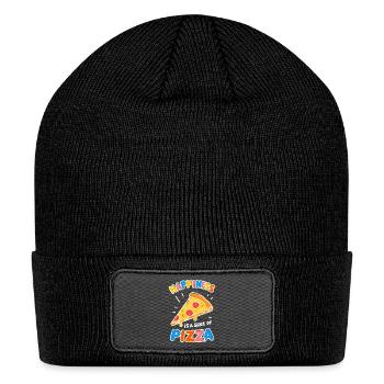 Happiness is a Slice of Pizza - Patch Beanie - black - Front