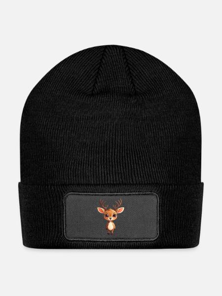 very cute sticker for DEER - Patch Beanie - black