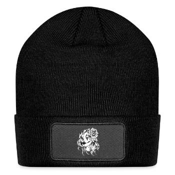 Mexican Skull Girl Face Artwork - Patch Beanie - black - Front