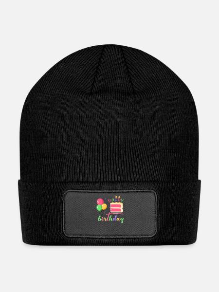 Happy Birthday Colorful Typography - Patch Beanie - black