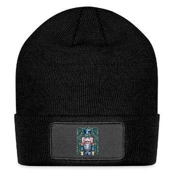 Nutcracker with Christmas Holly Blue Berries - Patch Beanie - black - Front