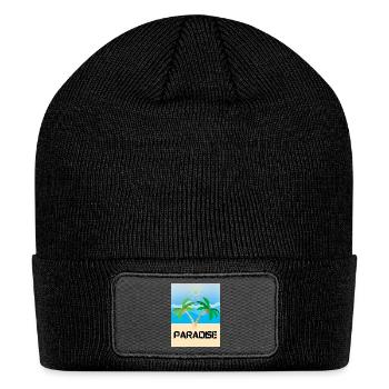 Paradise Beach Vibes – Coconut Trees & Sunset - Patch Beanie - black - Front