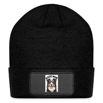 Aussie Mom – Cute Gift for Australian Shepherd  - Patch Beanie - black - Front