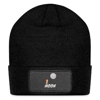 MOON DREAMS — Cute Girl & Smiling Moon Tee - Patch Beanie - black - Front