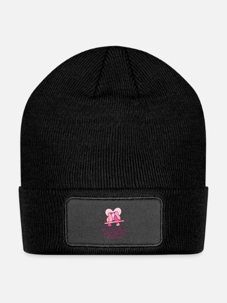 Our love story - My Favorite adventure Quote tee - Patch Beanie - black