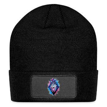 Cosmic Wolf in Neon Prism - Patch Beanie - black - Front