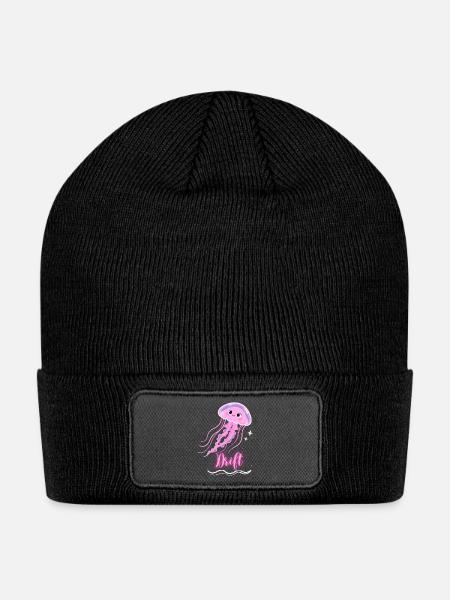 "Drift" Glow Neon Jellyfish Minimalist - Patch Beanie - black