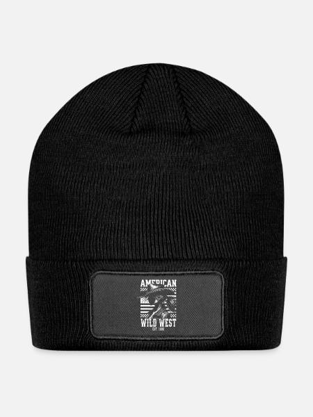 American Wild West Silhouette - Patch Beanie - black