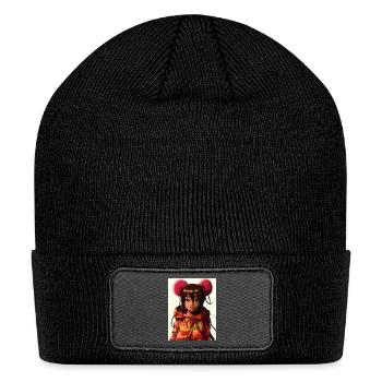 Sci-Fi Anime Pom Pom Hoodie Girl  - Patch Beanie - black - Front