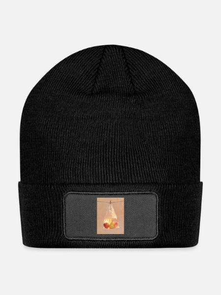 Sunlit Fruit in Plastic Bag - Patch Beanie - black