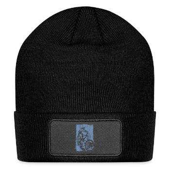 BMX Mountain Bike Downhill Silhouette Grunge - Patch Beanie - black - Front