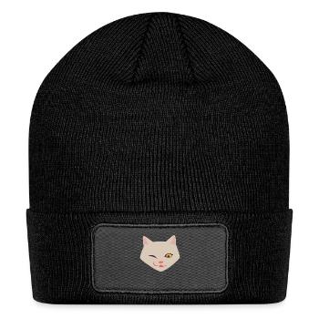 Cat Face Funny - Patch Beanie - black - Front