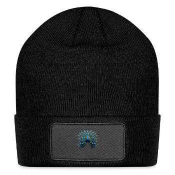 Peacock With Dazzling Eye-Spotted Tail Feather - Patch Beanie - black - Front