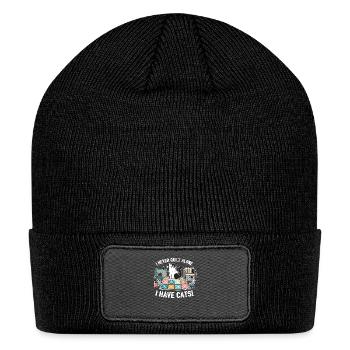 I never quilt alone I have cats - Patch Beanie - black - Front