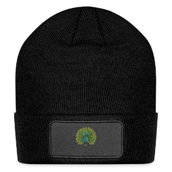 Retro Peacock Midcentury Style - Patch Beanie - black - Front
