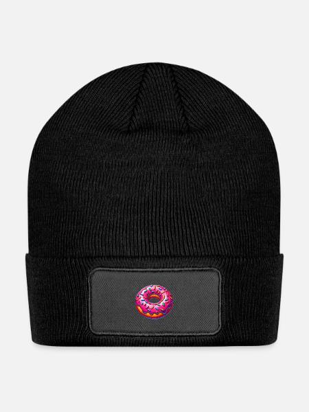 Vibrant Donut Delight - Patch Beanie - black