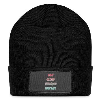 EAT SLEEP STREAM REPEAT - Patch Beanie - black - Front