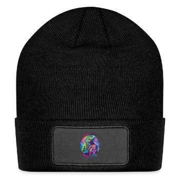 Colorful lizard in a suit and tie - Patch Beanie - black - Front