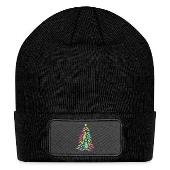 Retro Vibe Christmas Tree Toy Soldier Nutcracker - Patch Beanie - black - Front