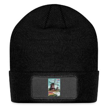Windmills Charming symbols of Dutch Netherland V4 - Patch Beanie - black - Front