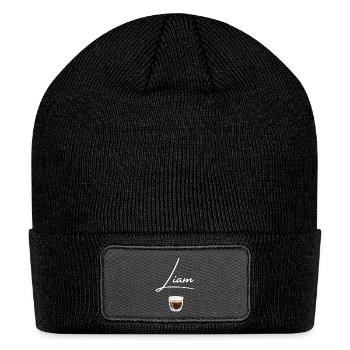 Barista Liam Name Coffee Shop Espresso Amsterdam - Patch Beanie - black - Front