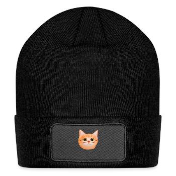 Cute Orange Tabby Cat Face - Patch Beanie - black - Front