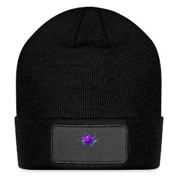 Cute Cat Face In Paint - Patch Beanie - black - Front