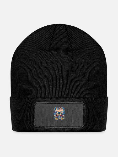Powerhouse Muscle Man Design - Patch Beanie - black