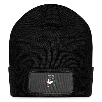 Fishing Is Calling Humor Phone Screen Funny - Patch Beanie - black - Front